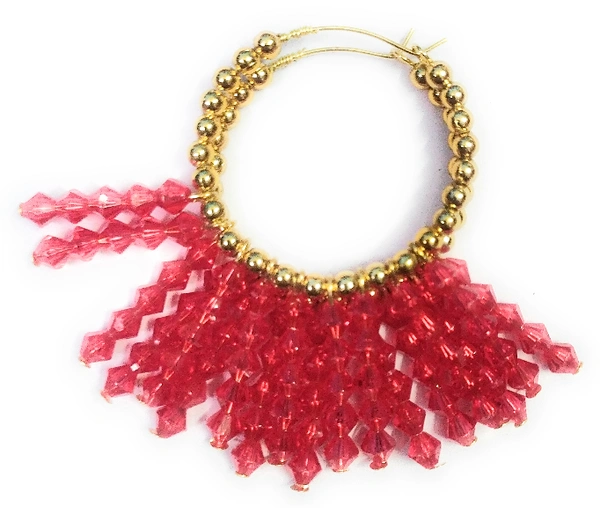 NIBRAS Red Multi-layered Dangling Hoop Earrings - B09L1GW2YG, 9gm, 7cm x 8cm x 1cm